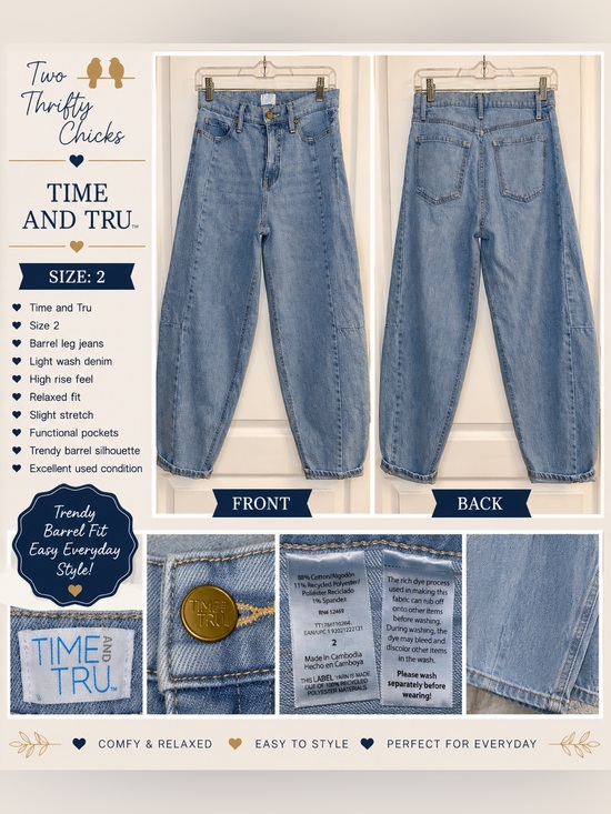 Time and Tru Denim - Time and Tru Light Blue High-Rise Barrel Jeans | Size 2 | GUC